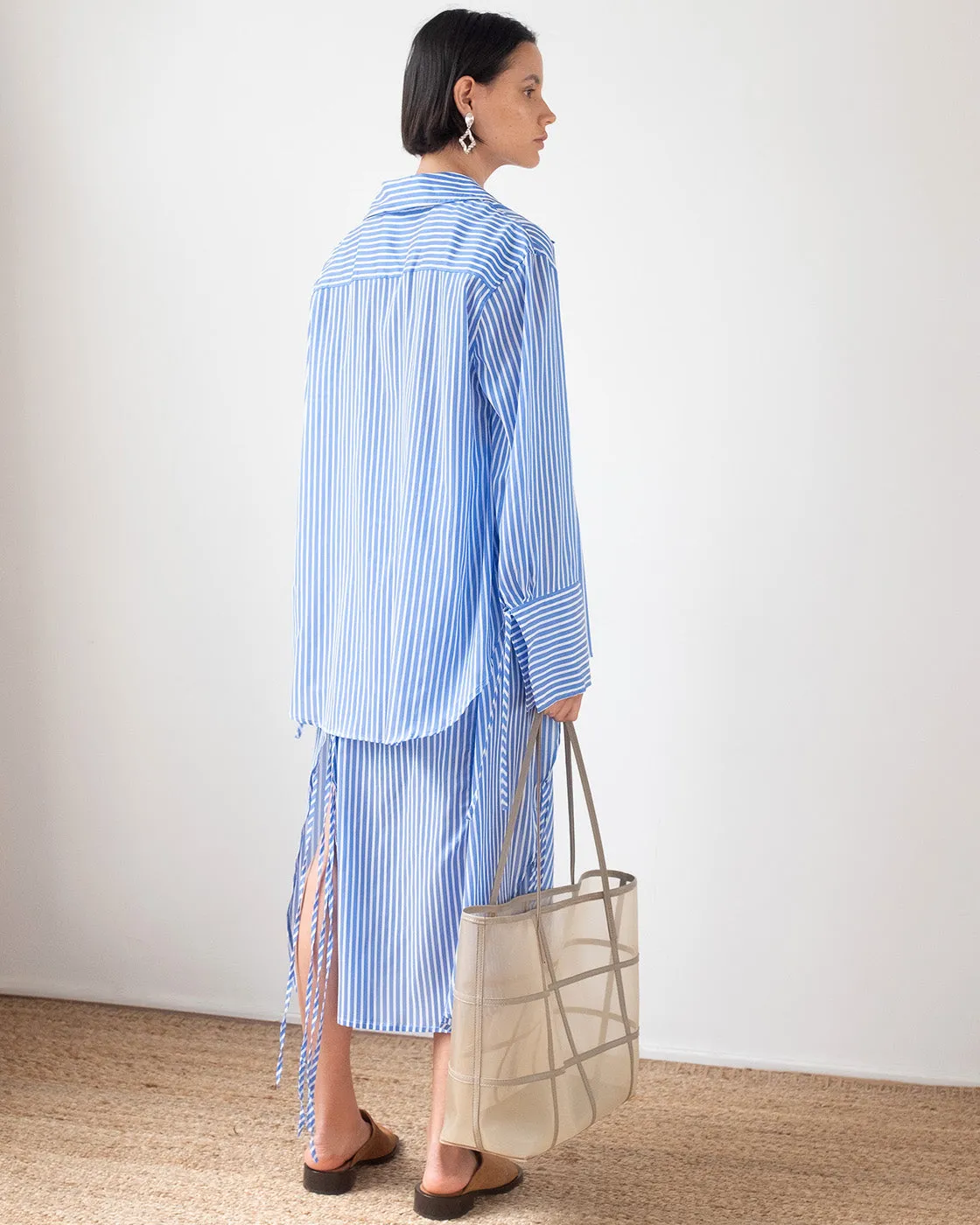 Saskia Shirt Satin Stripe Blue