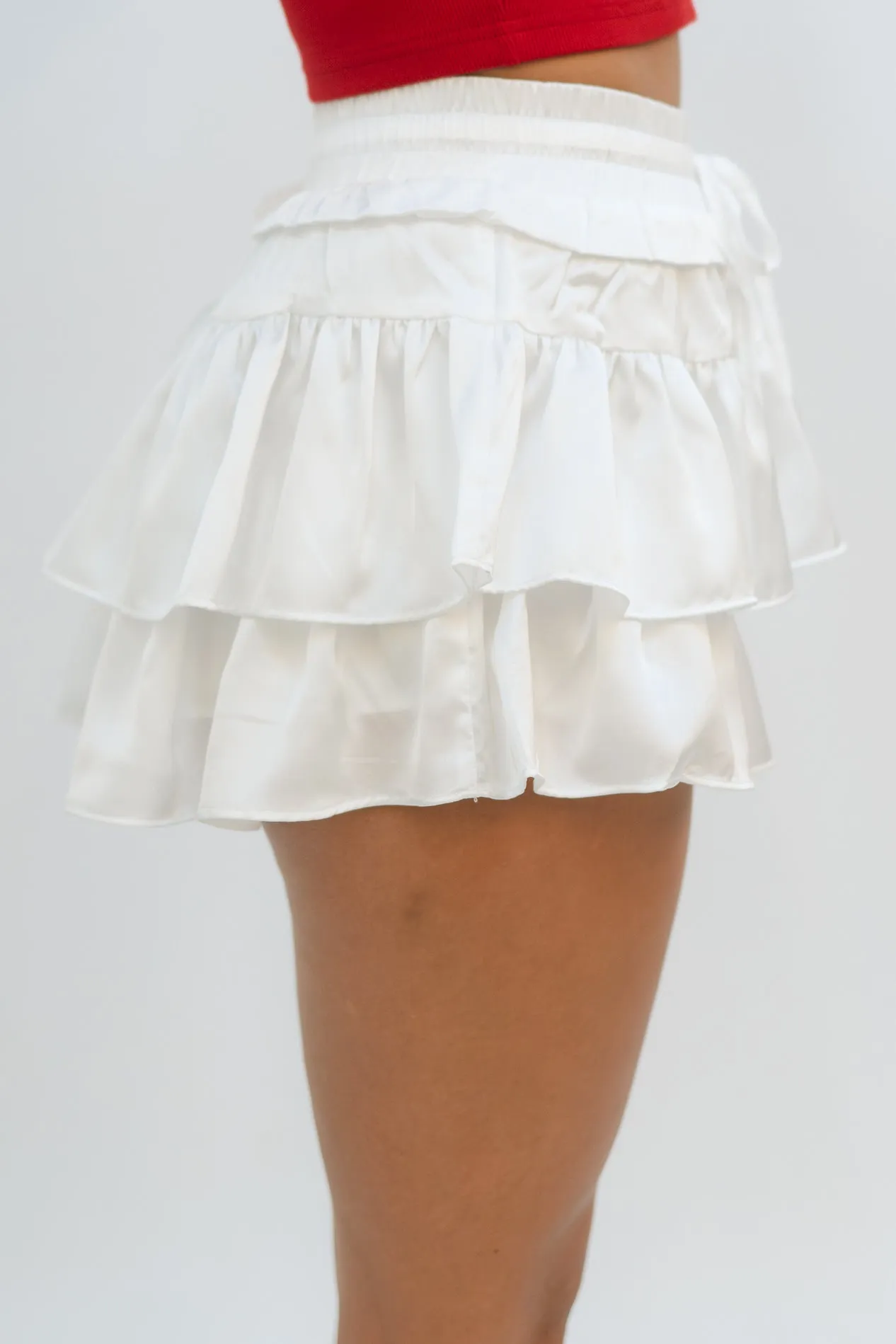 Scarlet Ruffle Skort - White