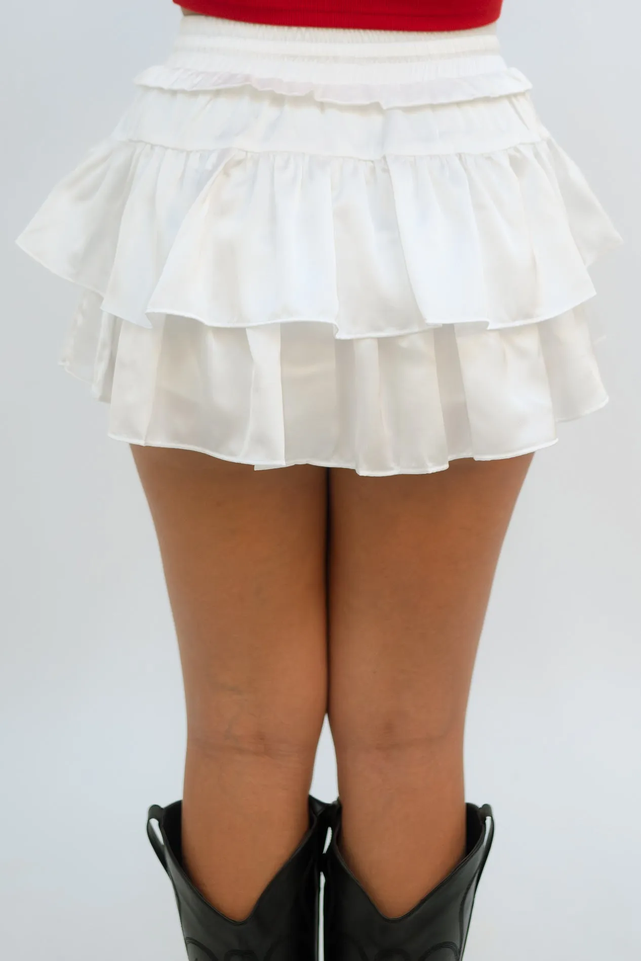 Scarlet Ruffle Skort - White