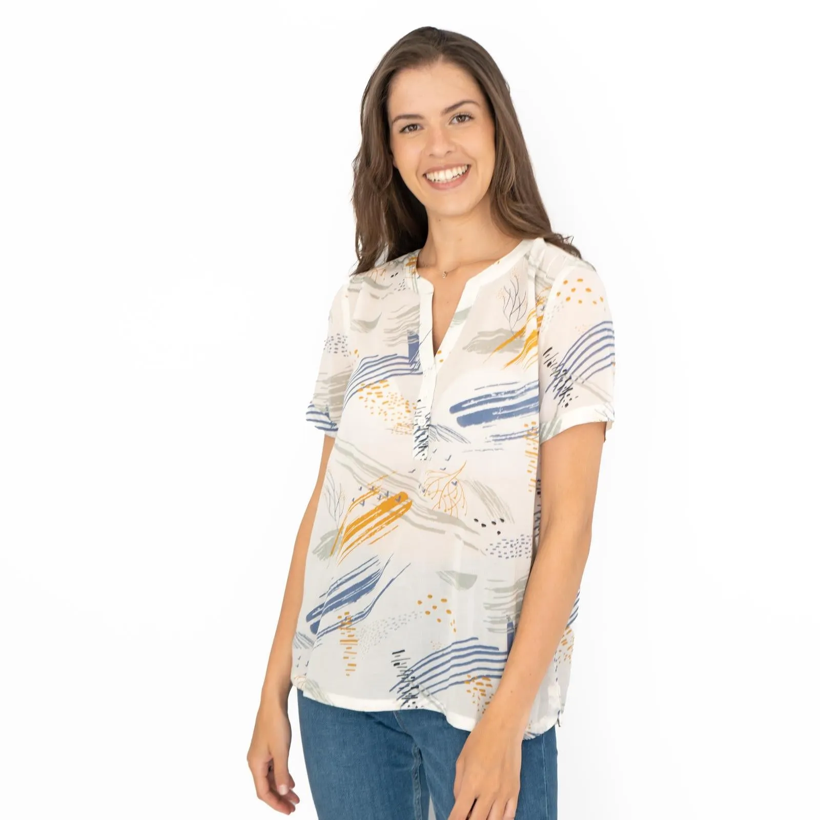 Seasalt Dancing Light White Print Short Sleeve Lightweight Summer Tops