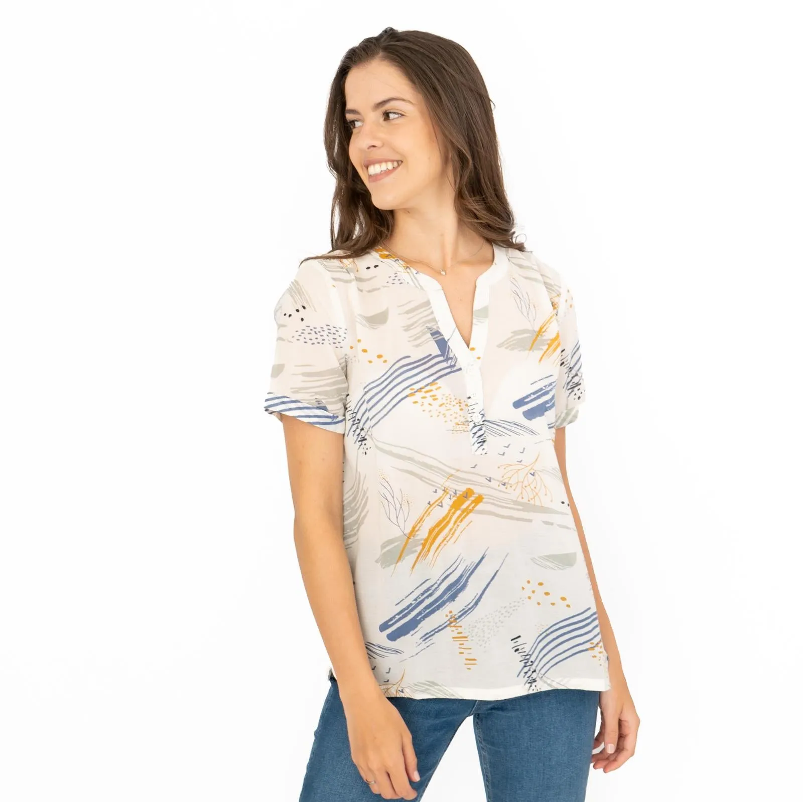 Seasalt Dancing Light White Print Short Sleeve Lightweight Summer Tops