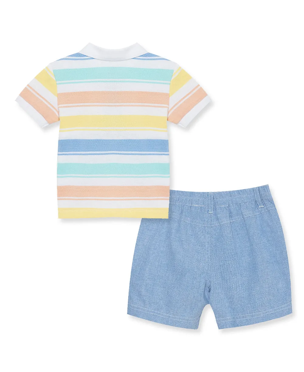 Stripe Polo Short Set