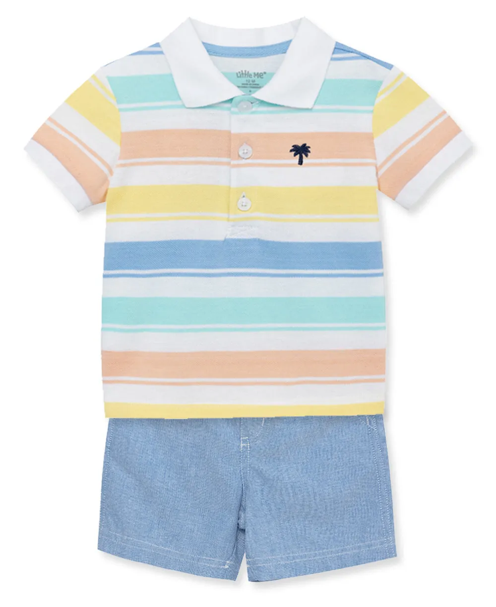 Stripe Polo Short Set