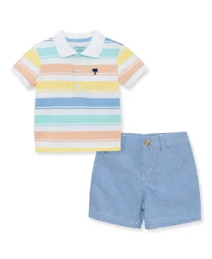 Stripe Polo Short Set