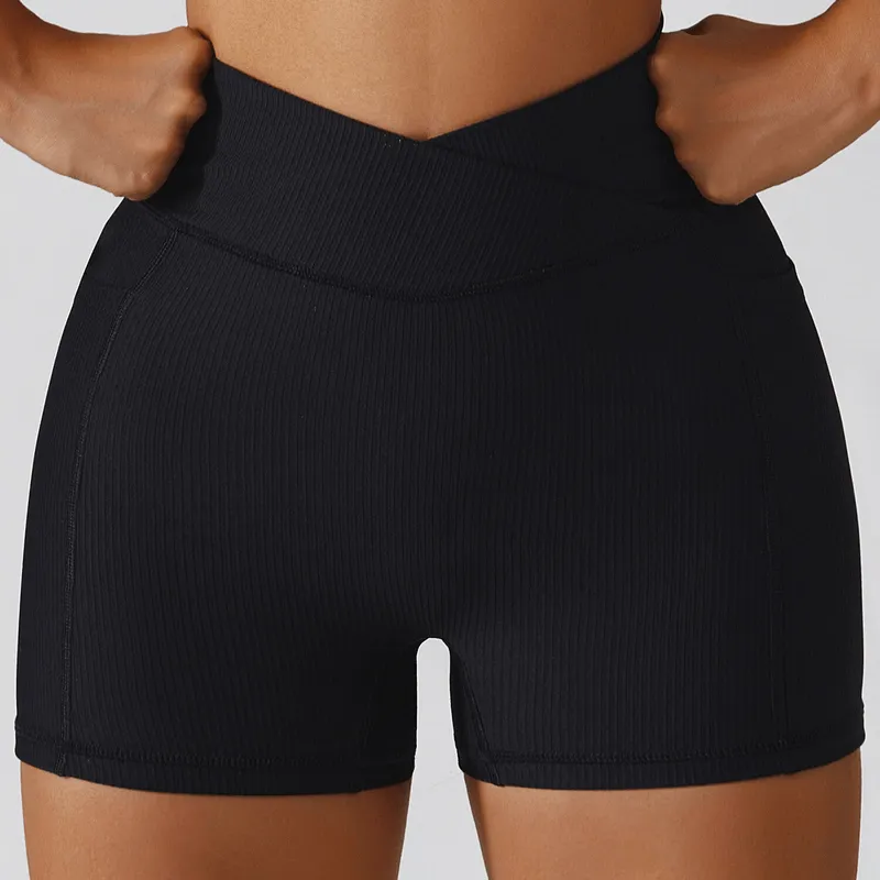 Stylish Elastic Short Women's Shorts with Side Pockets - SF1336