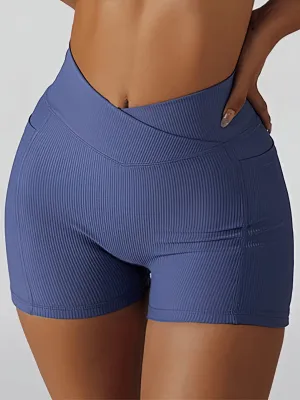 Stylish Elastic Short Women's Shorts with Side Pockets - SF1336