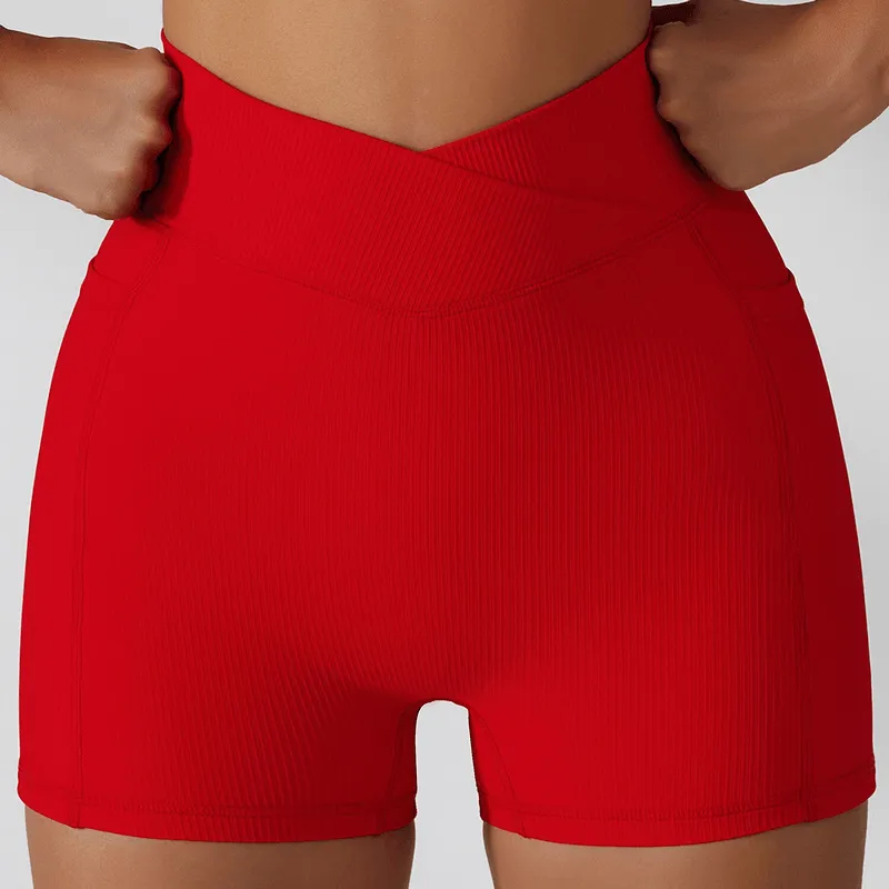 Stylish Elastic Short Women's Shorts with Side Pockets - SF1336