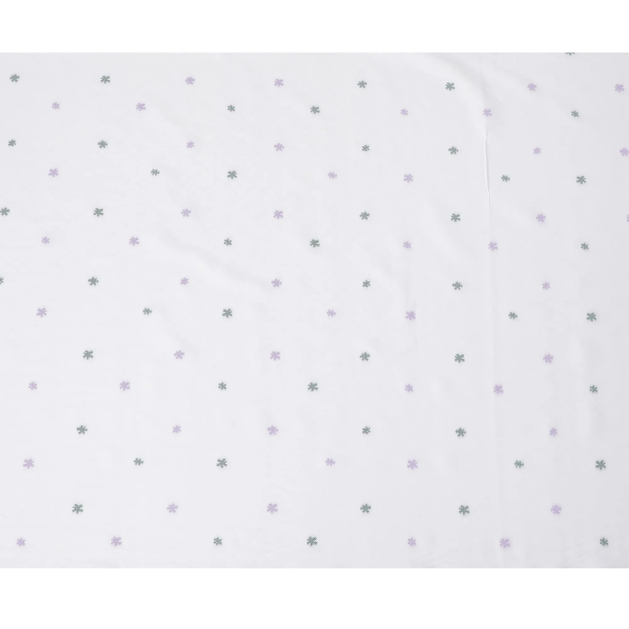 Subtle Elegance Cotton Shirting Fabric, 150 cm Width - Crisp White with Delicate Lavender & Green Accents-D18735