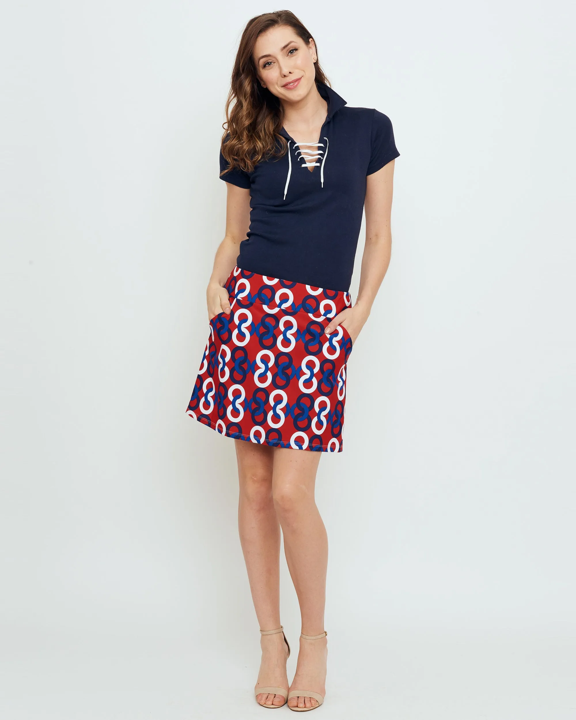 Tenerife Skort in Red White Blue Chain Link