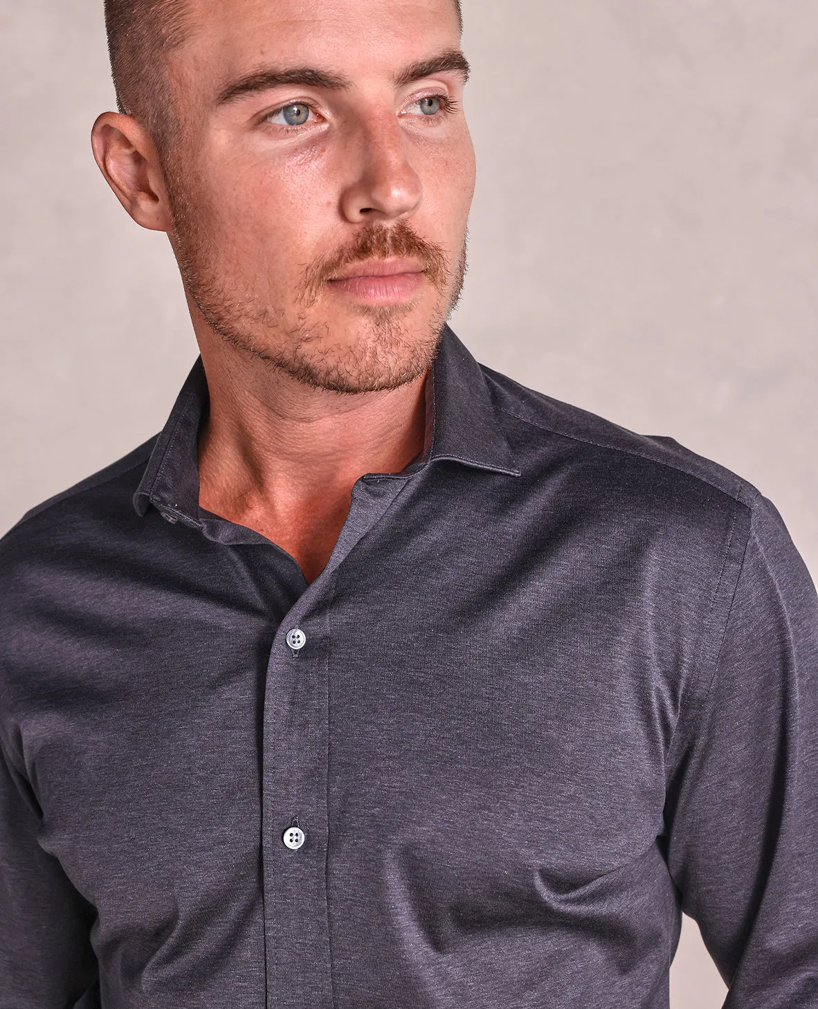 The Hayden - Luxe Jersey Knit Shirt - Black