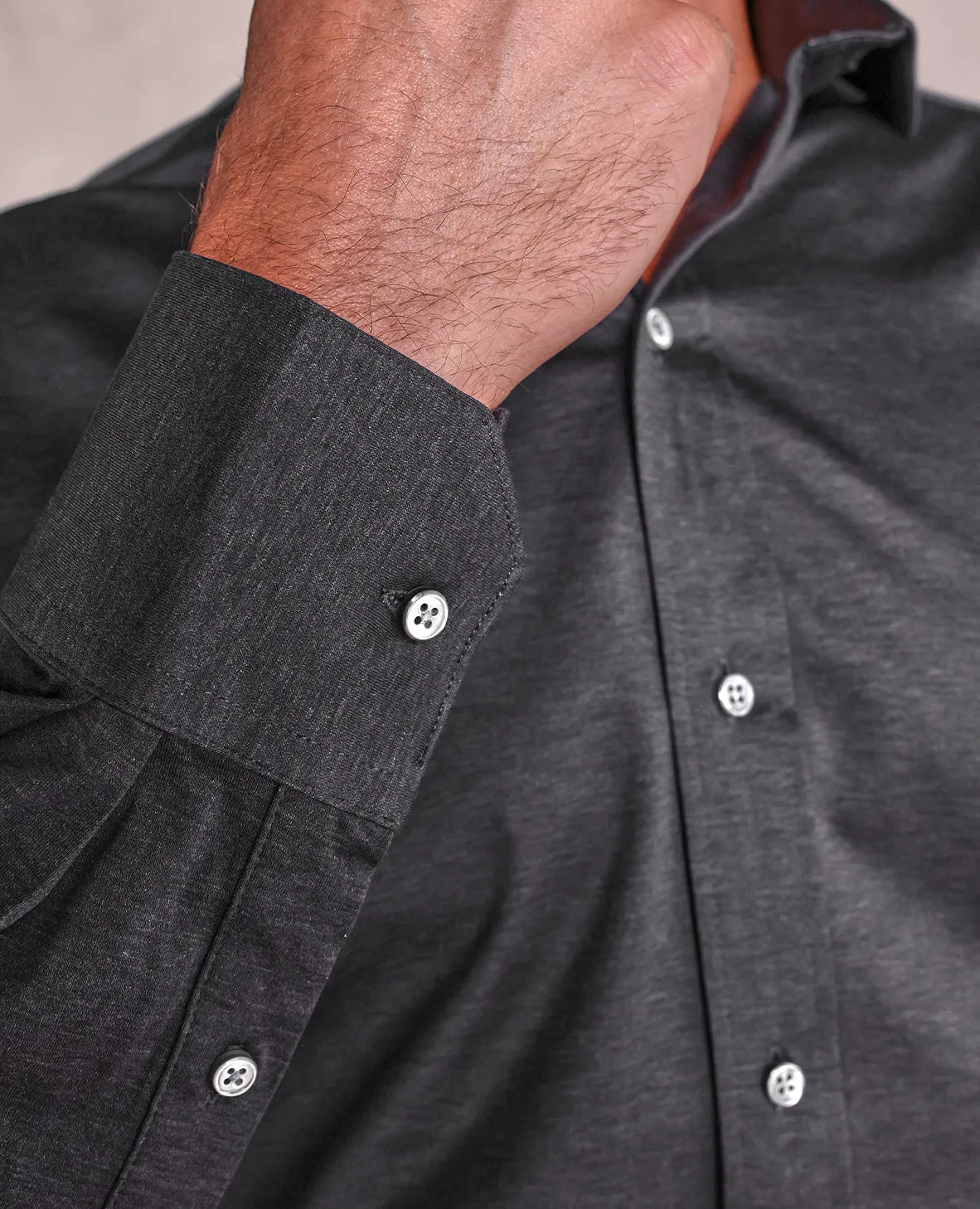 The Hayden - Luxe Jersey Knit Shirt - Black