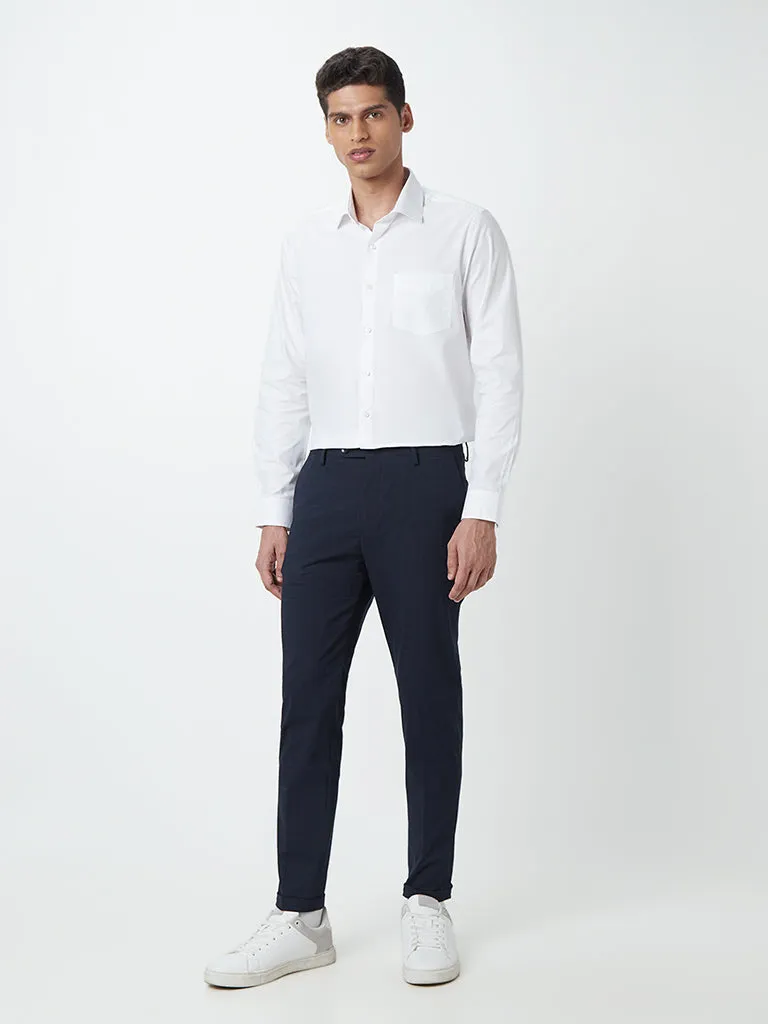 WES Formals White Cotton Slim-Fit Shirt