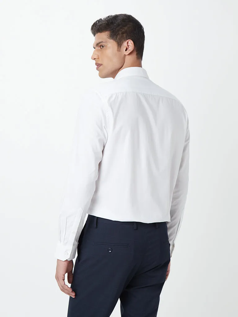 WES Formals White Cotton Slim-Fit Shirt