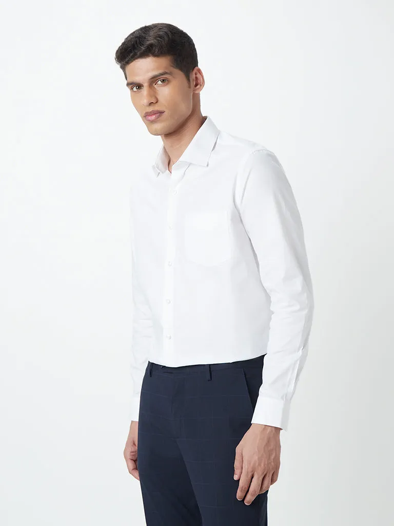 WES Formals White Cotton Slim-Fit Shirt