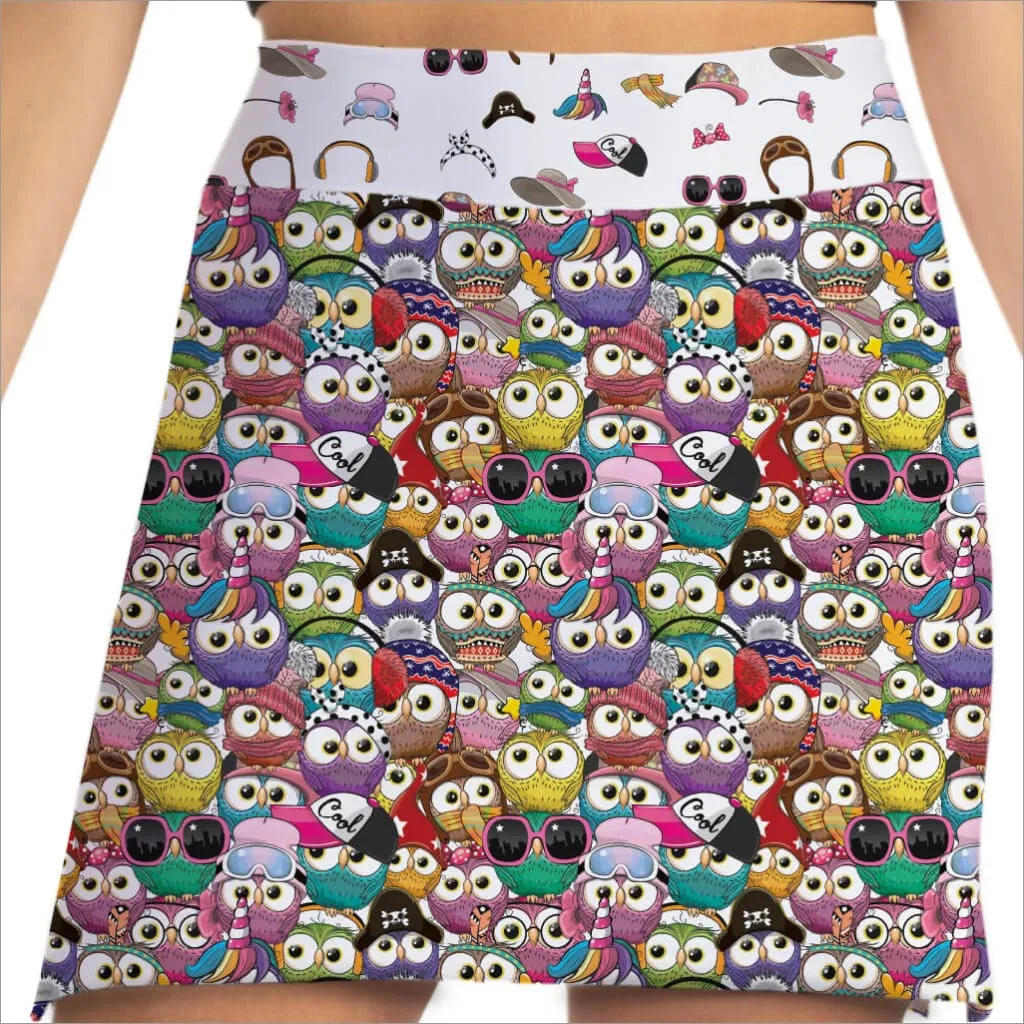 WHO GIVES A HOOT OWL PRINTED SKORT