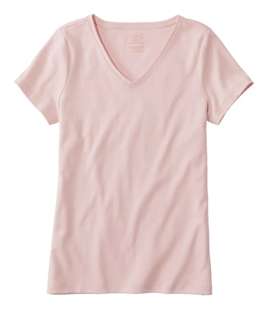 Women's Pima Cotton Shaped V-Neck, Short-Sleeve